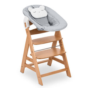 Chaise haute réglable Alpha+ & Siège Alpha Newborn Nature/Gris 
