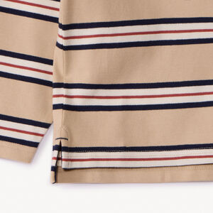 Poloshirt met lange mouwen, strepen en fantasiebadge jongens 