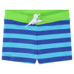 Gestreepte zwemshort met contrasterende taille 