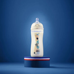 Biberon à tétine multi-perforée débit 3 anti-colique 330 ml bleu 