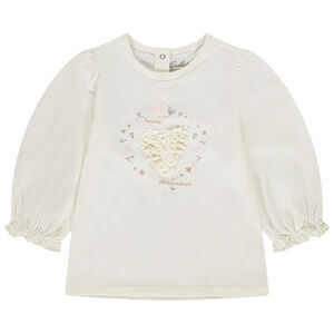 T-shirt manches longues bouffantes et print 3D pour bébé fille 
