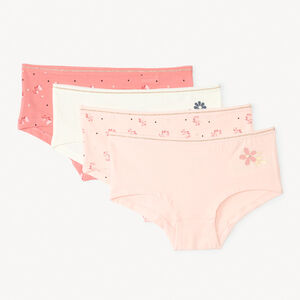 Set van 4 fantasie shorty’s voor meisjes met jersey en gouden lurex biezen 