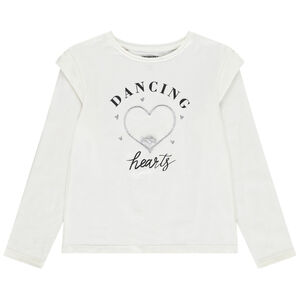 Langarm T-shirt met schoudervullingen en print voor meisjes 