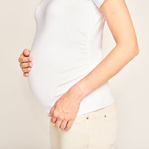 T-shirt voor zwangerschap met korte mouwen effen 