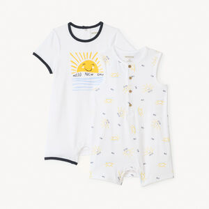 Set van 2 korte jumpsuits met zonnenmotief voor jongensbaby's 