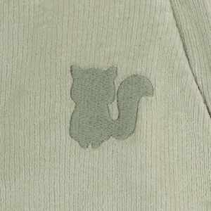 Slaapzak met afneembare mouwen van geribd fluweel TOG 3,5 met geborduurd eekhoornmotief groen 