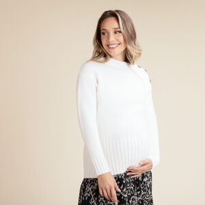 Gebreide effen trui met sierknopen voor dames 