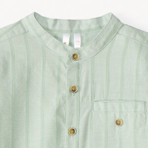 Korte mouwen gestreepte shirt met mao-kraag voor babyjongen 