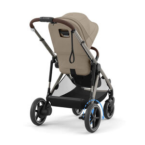 Elektrische kinderwagen met mand e-Gazelle S taupe almond beige 