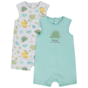 Lot de 2 combinaisons courtes débardeurs fantaisie dinosaures pour bébé garçon 