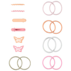 Set van 6 haarspelden + 10 gekleurde elastiekjes voor meisjes 