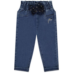 Jean avec nœud en foulard imprimé fleurs pour bébé fille 