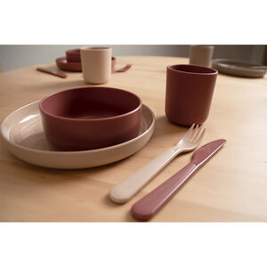 Set de 6 couverts Tiny Bioplastique – Rouge/Beige 