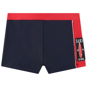 Boxer de bain bicolore patch brodé surf pour garçon 