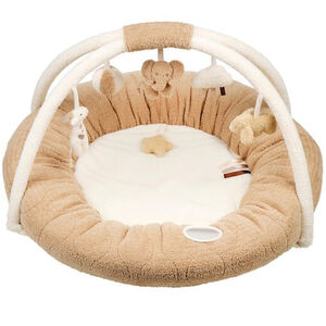 Speeltapijt Teddy Bouclette poef met speelboog - Beige 