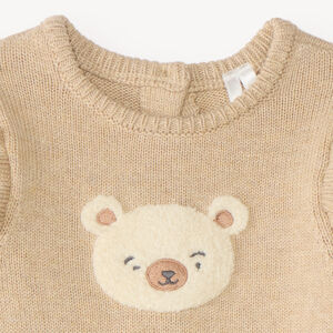 Robe bébé fille en tricot manches longues motif ourson 