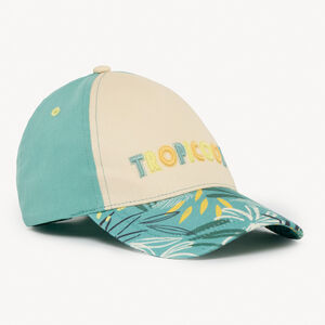 Bicolor canvas cap with tropical print for boys 
