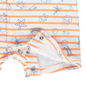 Korte gestreepte jumpsuit met zeemeerselementen voor babyjongens 
