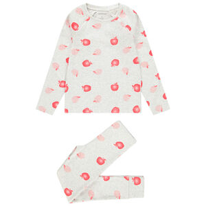 Pyjama in ribtricot met appelopdruk, voor meisjes 
