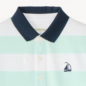 Poloshirt met korte mouwen en gestreept ontwerp met bootbrodering voor jongens 