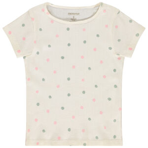 T-shirt manches courtes en maille côtelé à pois pour fille  
