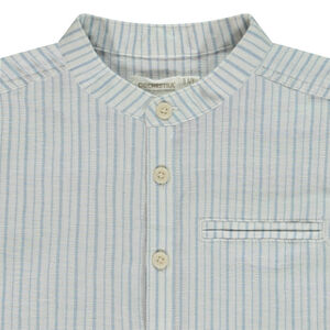 Gestreept overhemd met korte mouwen en mao kraag voor jongens 