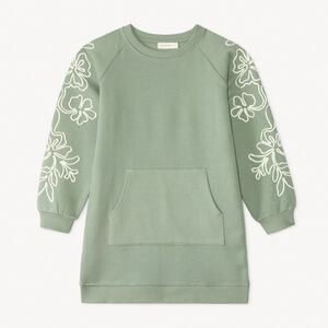 Robe sweat molleton avec cording fleuri pour fille 