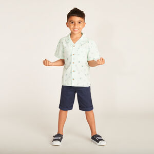 Overhemdbloes met korte mouwen in kokosnootprint voor jongens 
