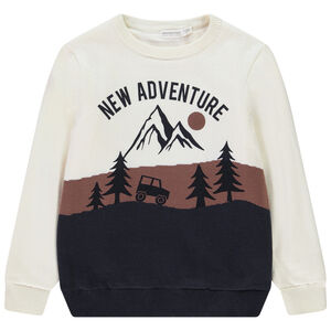 Pull tricot avec doublure velours et motif forêt garçon 