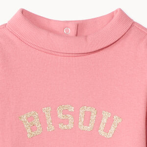 Geribde coltrui met glitterbericht voor babymeisje 