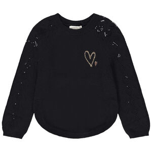 Pull en tricot avec broderie pour fille 