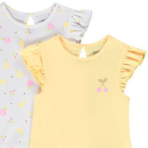 Lot de 2 t-shirts manches courtes volantées en jersey pour bébé fille 