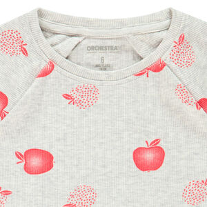 Pyjama in ribtricot met appelopdruk, voor meisjes 