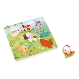 Puzzle tactile en bois 5pcs La ferme 