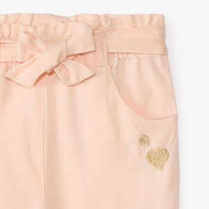 Pantalon brodé cœurs + ceinture à nouer pour bébé fille 