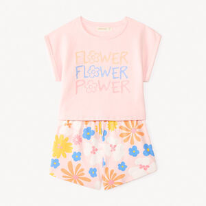 Korte set van 2 stuks met bloemenprint voor meisjes 