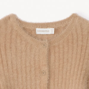 Gilet côtelé en tricot pelucheux fille 