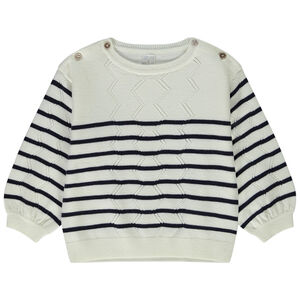 Pull marinière en tricot ajouré pour bébé fille 