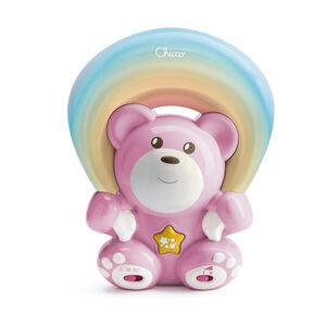 Ourson projecteur arc-en-ciel - Rose 