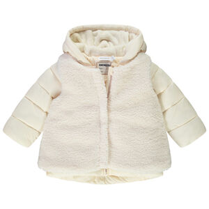 Veste bi-matière en toile et sherpa pour bébé fille 