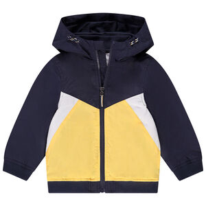 Coupe-vent à capuche en nylon effet twill colorblock avec doublure mesh pour bébé garçon 