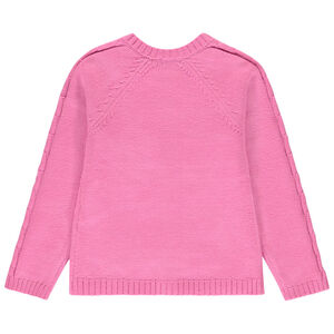 Gilet manches longues uni en tricot fantaisie fille 