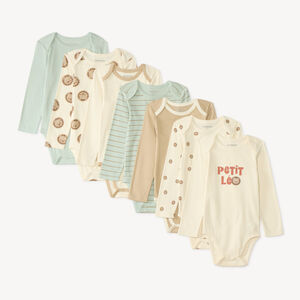 Set van 7 lange mouwen babyjongens rompers met leeuwenmotief 