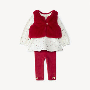 Drie-delig lang kerstoutfit voor meisjesbaby 