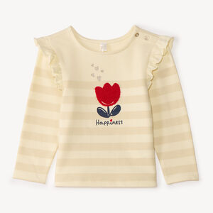 Marinière manches longues bébé fille à patch tulipe 