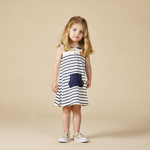 Robe sans manches à rayures et col marin pour bébé fille 