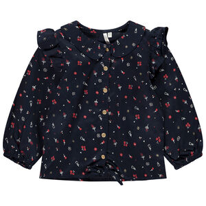 Tunique manches longues à nouer imprimé fleurs pour bébé fille 