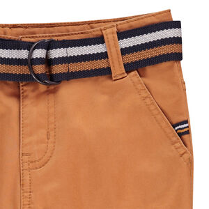 Pantalon chino en twill satin avec ceinture rayée garçon 