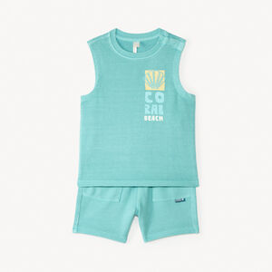 2-delige set met een tanktop en short met schelpenborduurwerk voor babyjongens 