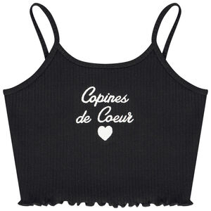 Débardeur court en maille côte avec broderie pour fille  